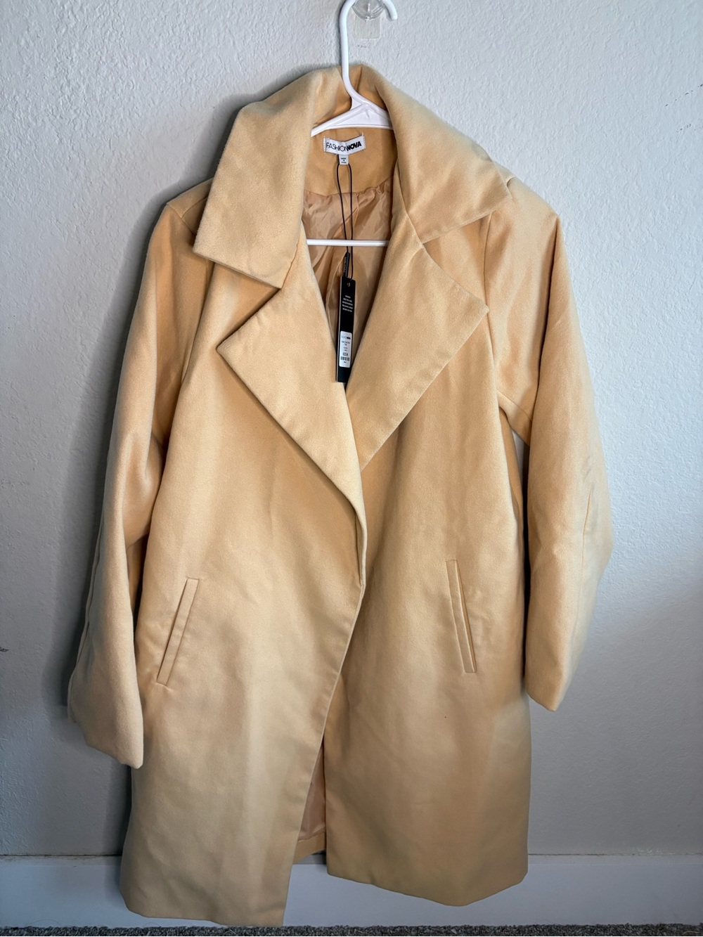 Fashion Nova Cream Trench Coat with Wide Lapel